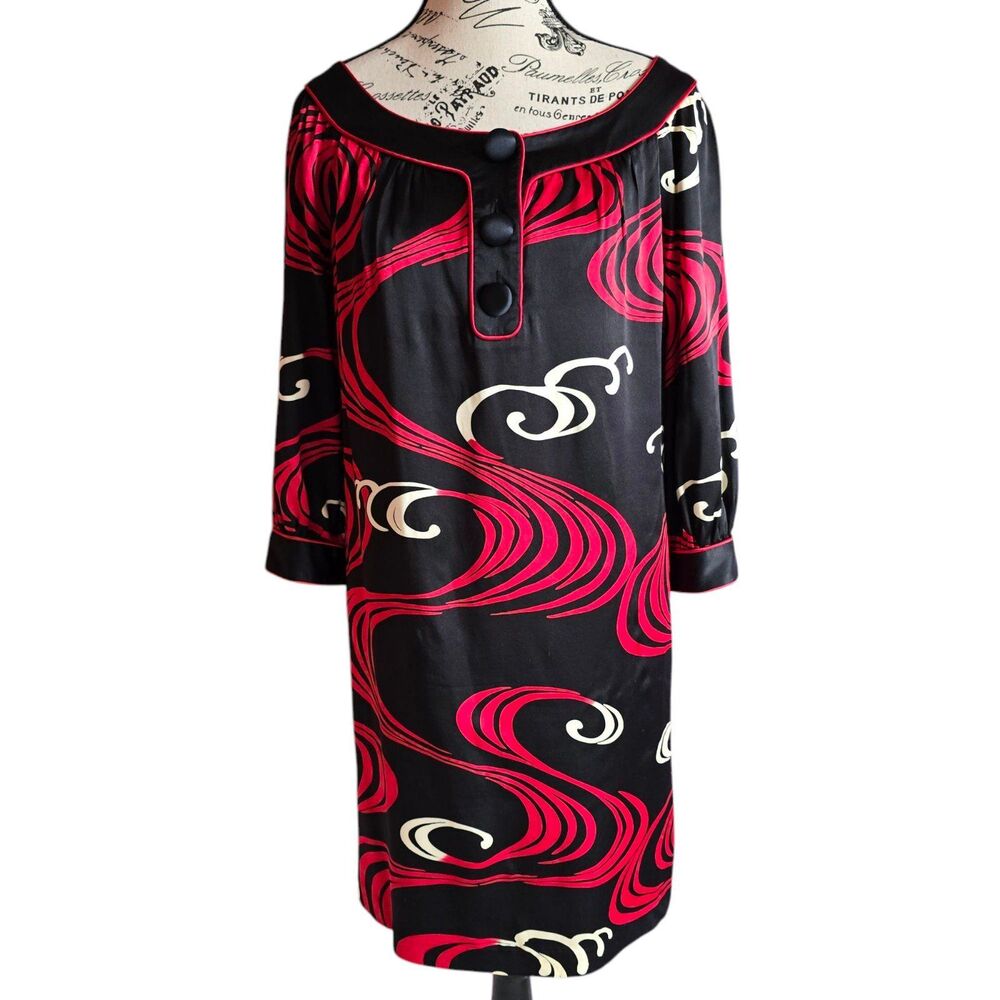Maggie London Silk abstract 1/2 sleeves dress Sz6